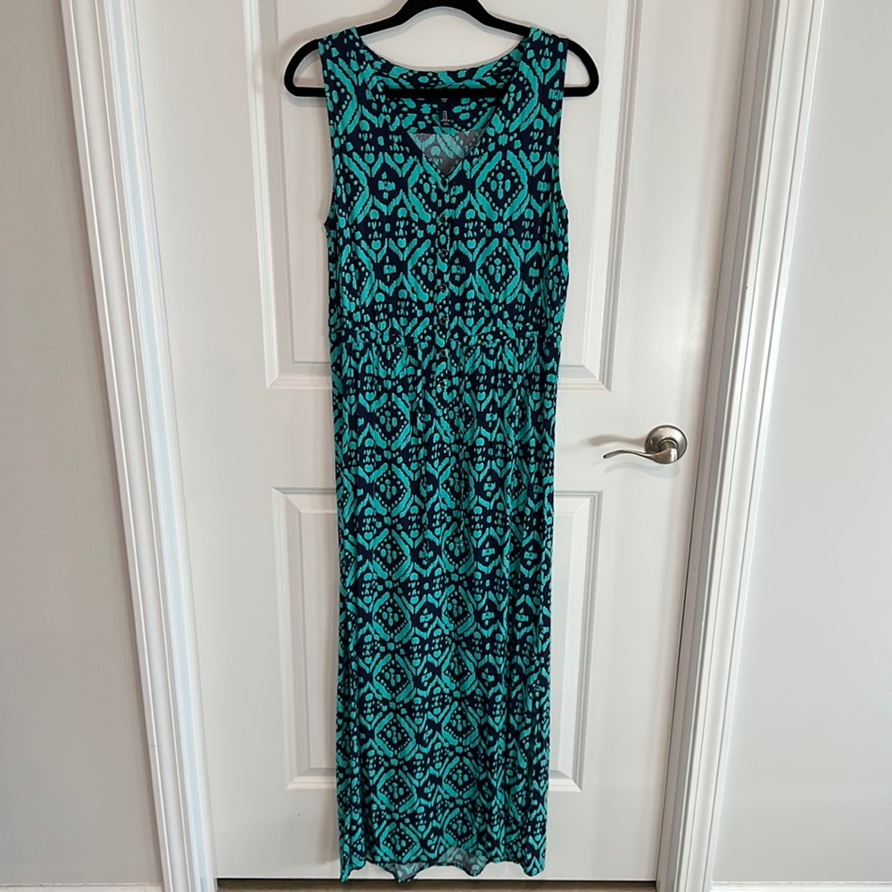 Gap Teal and Navy Maxi Dress Sz Med